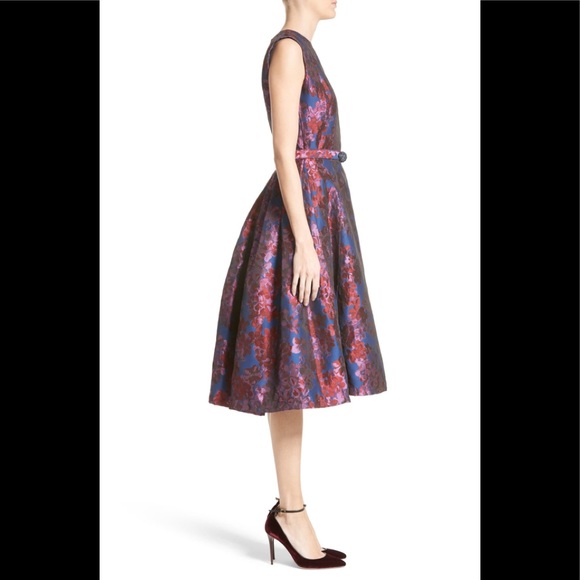 Badgley mischka floral jacquard fit n flare dress - Picture 3 of 5